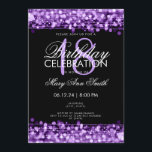 Convites Festa de aniversário Classy 18th Sparkles Purple<br><div class="desc">Elegante e classe 18th Festa de aniversário Sparkles Purple call modelo. Com luzes,  cordas e faíscas. Produtos correspondentes disponíveis.</div>