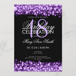 Convites Festa de aniversário Classy 18th Sparkles Purple