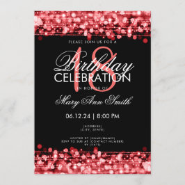 Convites Festa de aniversário Classy 18th Sparkles Red