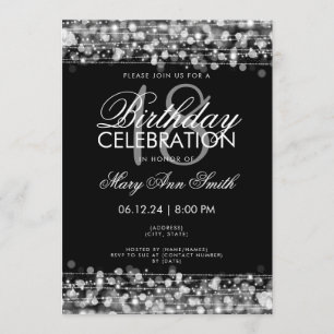 Convites Festa de aniversário Classy 18th Sparkles Silver