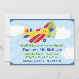 Convites Festa de aniversário Colorida de Avião