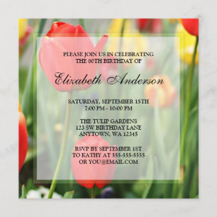 Convites Festa de aniversário colorida do 80 das tulipas do