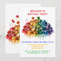 Festa de aniversário Colorida dos Blocos de Constr