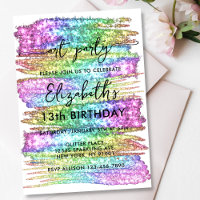 Festa de aniversário Colorida Faux Rainbow Glitter