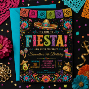 Convites Festa de Aniversário Colorida Mexicana