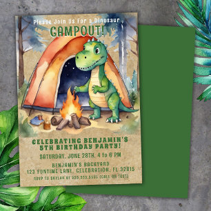 Convites Festa de Aniversário com Acampamento de Dinossauro