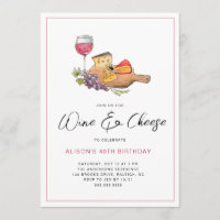 Festa de Aniversário com aquarela de Vinho e Queij