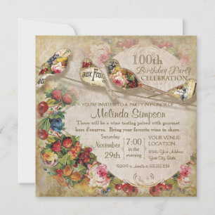 Convites Festa de Aniversário com Aves Vintage Modernas do 