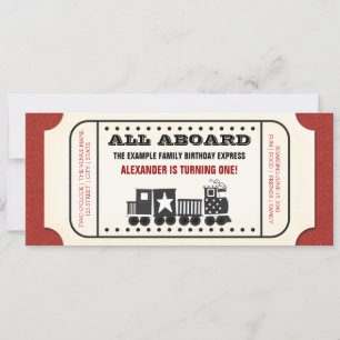 Convites Festa de Aniversário com Bilhete de Trem Antigo