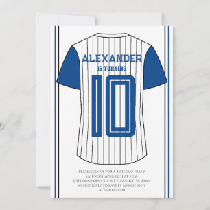 Convites Festa de Aniversário com Camisa de Beisebol Azul