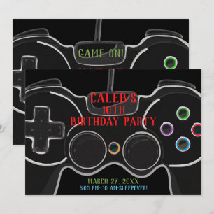 Convites Festa de Aniversário com Controle de Videogame Pre