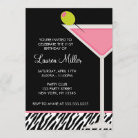 Festa de Aniversário com Copo de Martini Rosa Eleg