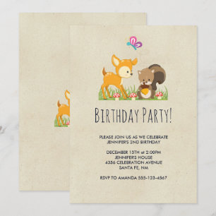 Convites Festa de Aniversário com Desenho de Animais da Flo