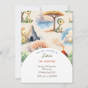 Convites Festa de aniversário com dinossauros fofos