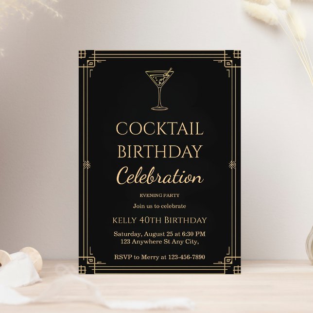 Convites Festa de Aniversário com Drinks para Adultos (Criador carregado)
