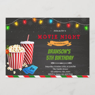 Convites Festa de aniversário com filme de Natal à noite