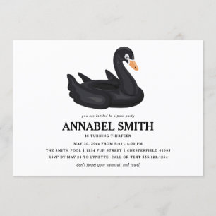Convites Festa de Aniversário com Flutuador de Cisne Negro 