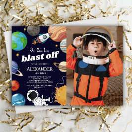 Convites Festa de Aniversário com Foto de Astronauta Espaci