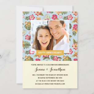 Convites Festa de Aniversário com Foto de Luau Tropical