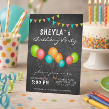 Festa de Aniversário com Lousa e Balões Coloridos 
