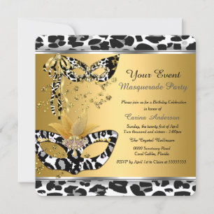 Convites Festa de Aniversário com Máscaras Máscara de Leopa