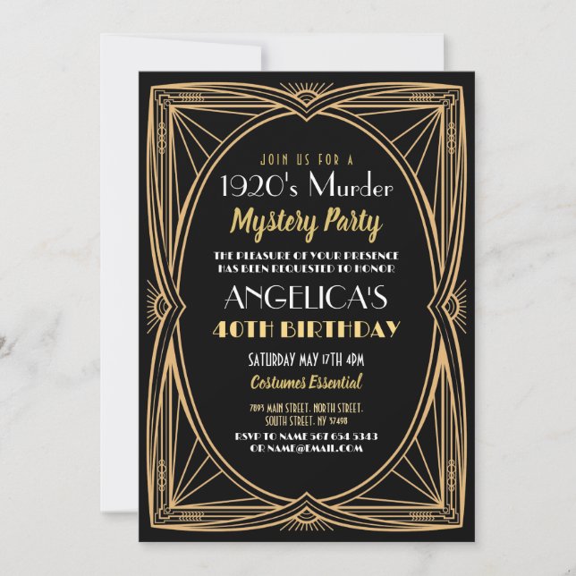 Convites Festa de Aniversário com Mistério de Assassinato d (Frente)