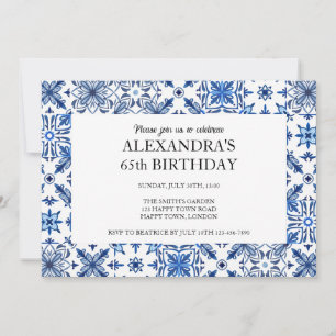 Convites Festa de Aniversário com Moldura de Azulejo Medite