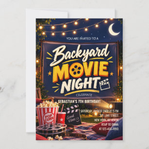 Convites Festa de Aniversário com Noite de Cinema no Quinta