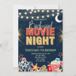 Convites Festa de Aniversário com Noite de Cinema no Quinta