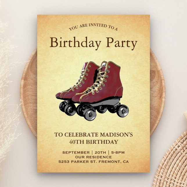 Convites Festa de Aniversário com Patins Antigos (Criador carregado)