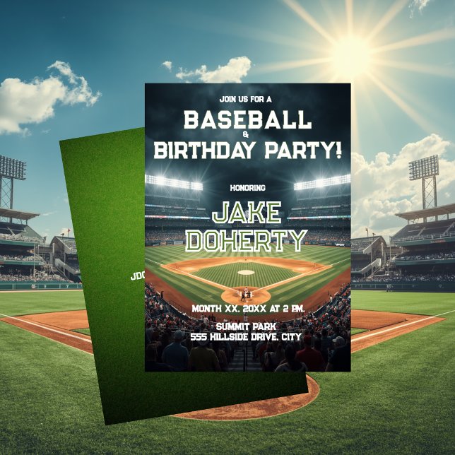 Convites Festa de Aniversário com Tema de Beisebol (Baseball Theme Birthday Party Invitation)
