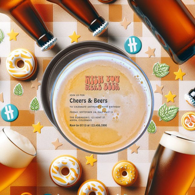 Convites Festa de aniversário com tema de cerveja retrorref (Retro Beer Party Invitation)