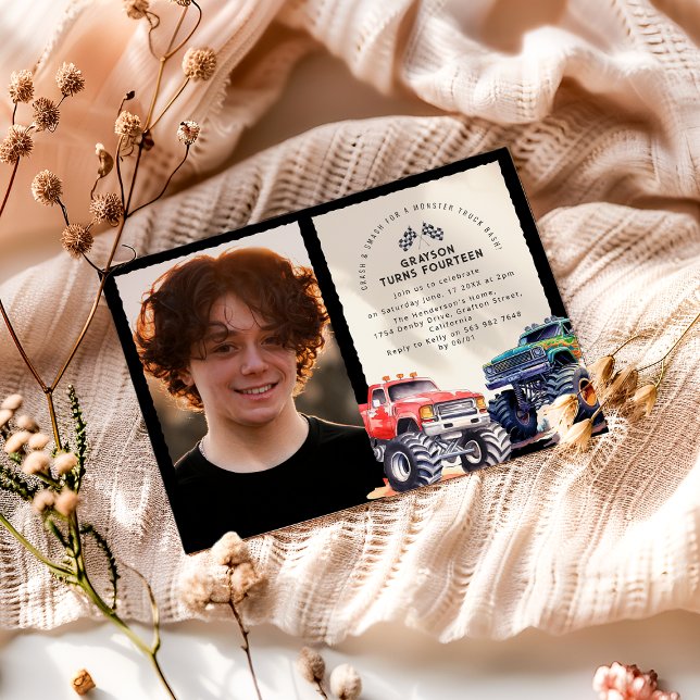 Convites Festa de Aniversário com Tema de Foto de Caminhão  (Criador carregado)