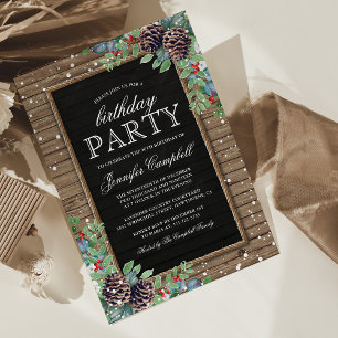 Convites Festa de Aniversário com Tema de Natal Rústico de
