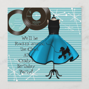 Convites Festa de Aniversário com Tema dos Anos 1950