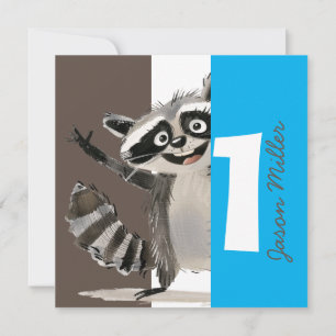 Convites Festa de aniversário com tema Racoon para o bebê v