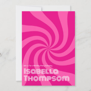 Convites Festa de Aniversário com Tipografia Retro Groovy