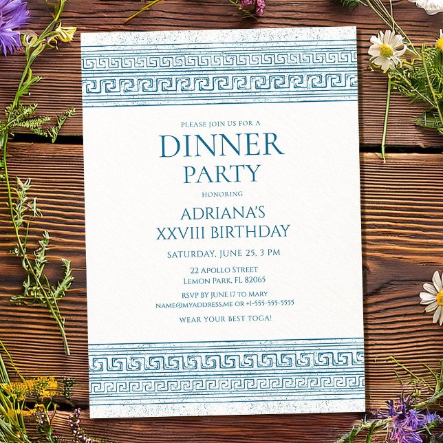 Convites Festa de Aniversário com Toga azul com elementos d (Criador carregado)