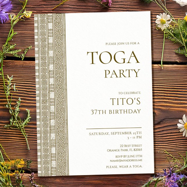 Convites Festa de aniversário com toga grega ou romana eleg (Criador carregado)