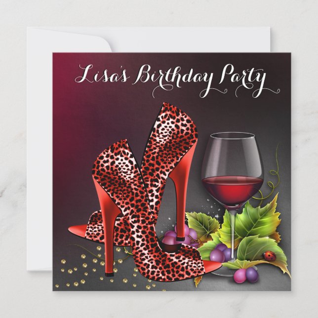 Convites Festa de Aniversário com Vinho Tinto (Frente)