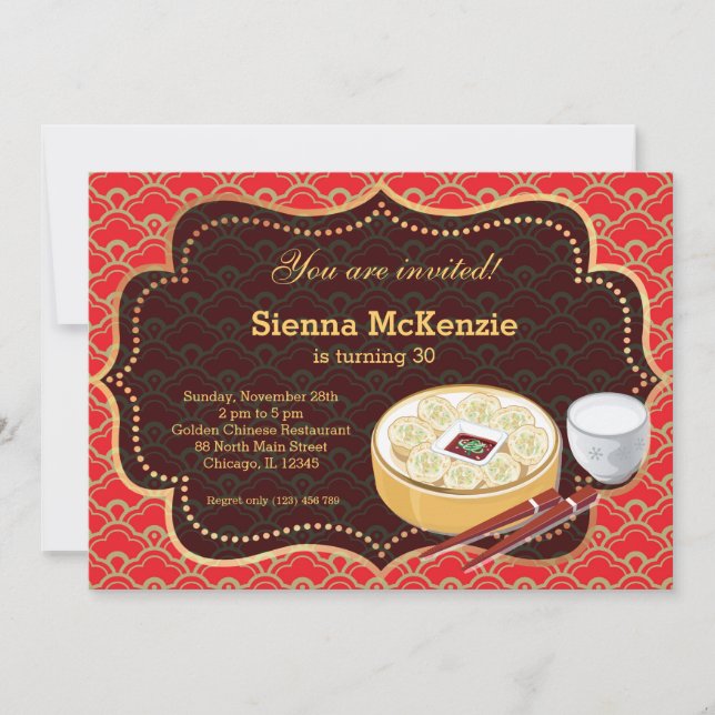 Convites Festa de aniversário comida chinesa (Frente)