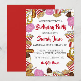 Convites Festa de aniversário Comida Justa do Estado do Car