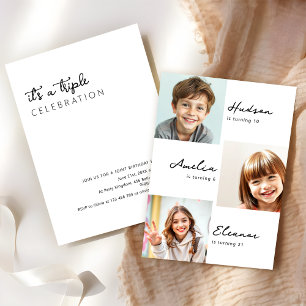 Convites Festa de aniversário Comum de Colagem de Fotografi