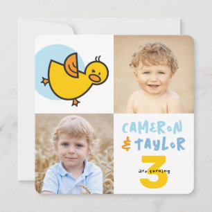 Convites Festa de aniversário comum de galos brancos