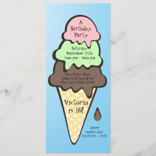 Convites Festa de aniversário Cone sorvete
