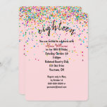 Convites festa de aniversário confetti 18th<br><div class="desc">Confetti colorido em fundo cor-de-rosa para 18º convite de festa de aniversário.</div>