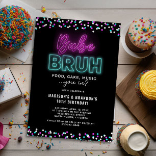 Convites Festa de Aniversário Conjunta Adolescente Neon