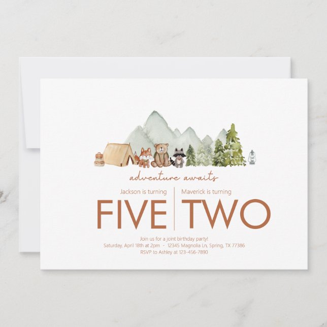 Convites Festa de aniversário conjunta - Aguarda o Tema (Frente)