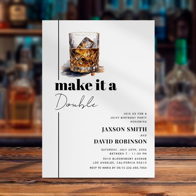 Convites Festa de Aniversário Conjunta com Whisky Duplo (Criador carregado)