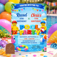 Festa de Aniversário Conjunta de Meninos na Piscin